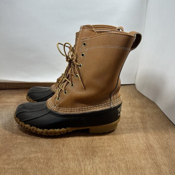 LL Bean Womens Bean Boots 8" Leather Unlined Duck Boots Brown Size 8 - Picture 3 of 8